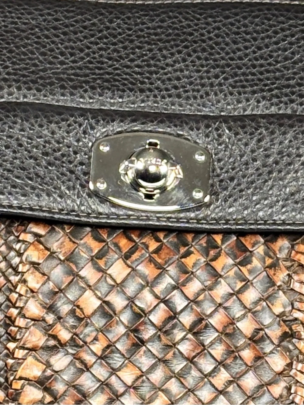 Furla leather brown Woven Tote Bag - top handles Brown